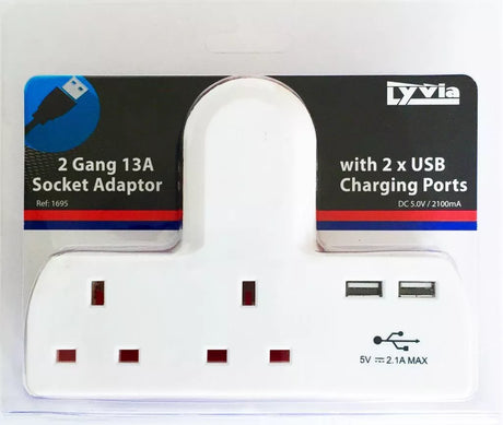 Lyvia Electrical 1695 T-shape 2 Way Adaptor with 2 USB Ports