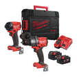 Milwaukee M18 FUEL Power Pack Twin Kit with Percussion Drill & Impact Driver, x2 batteries, charger, toolcase (M18 FPP2A3-502X)
