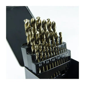 Jefferson 25Pc M35 Cobalt Drill Bit Set in Black Metal Box 
