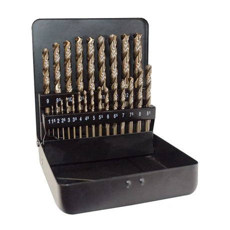 Jefferson 25Pc M35 Cobalt Drill Bit Set in Black Metal Box 