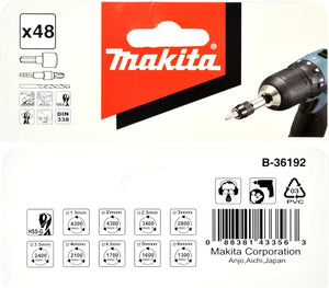 Makita B-36192 HSS-G 48-Piece Screw and Socket Set | High-Speed Steel for Metal Drilling and Screwdriving