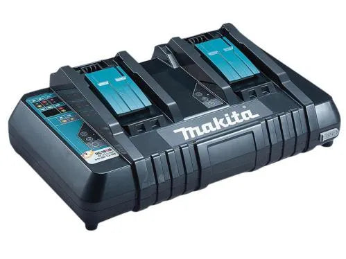 Makita DC18RD Twin Port Multi Voltage Charger | Fast Charging for 14.4V & 18V Batteries with USB Port