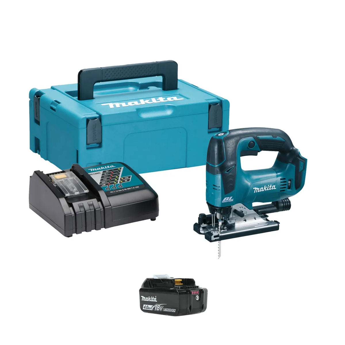 Makita DJV182RMJ 18V Li-Ion LXT Brushless Jigsaw | 2 x 4.0Ah Batteries, Charger & Makpac Case