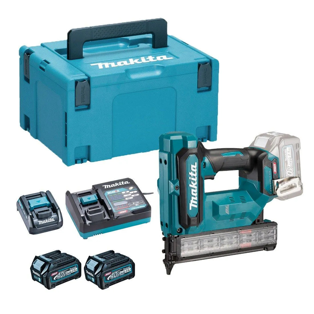 Makita FN001GD201 40mm 40V 2 x 2.5Ah Li-Ion XGT Brushless Second Fix Cordless Nail Gun | High Power & Precision