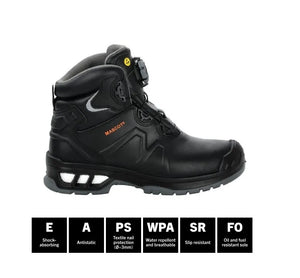 Mascot F0136 Safety Boot Black UK6 - Durable, Water-Repellent, Composite Toe with BOA® Fit System