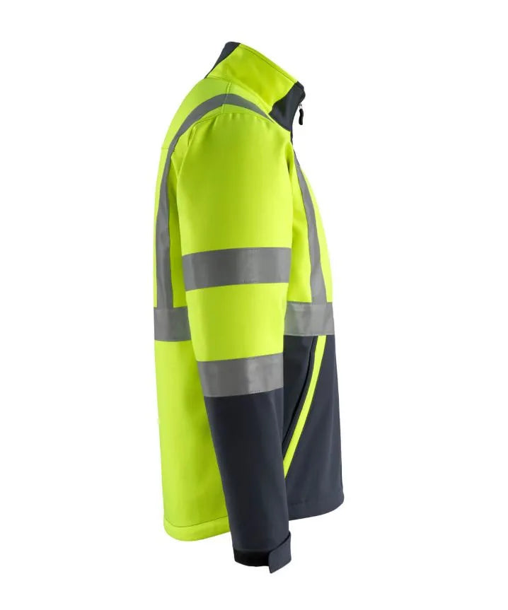 MASCOT Kiama Softshell Jacket - Yellow/Navy, Breathable, Reflective, OEKO-TEX Certified