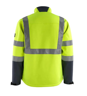 MASCOT Kiama Softshell Jacket - Yellow/Navy, Breathable, Reflective, OEKO-TEX Certified