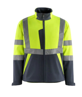 MASCOT Kiama Softshell Jacket - Yellow/Navy, Breathable, Reflective, OEKO-TEX Certified