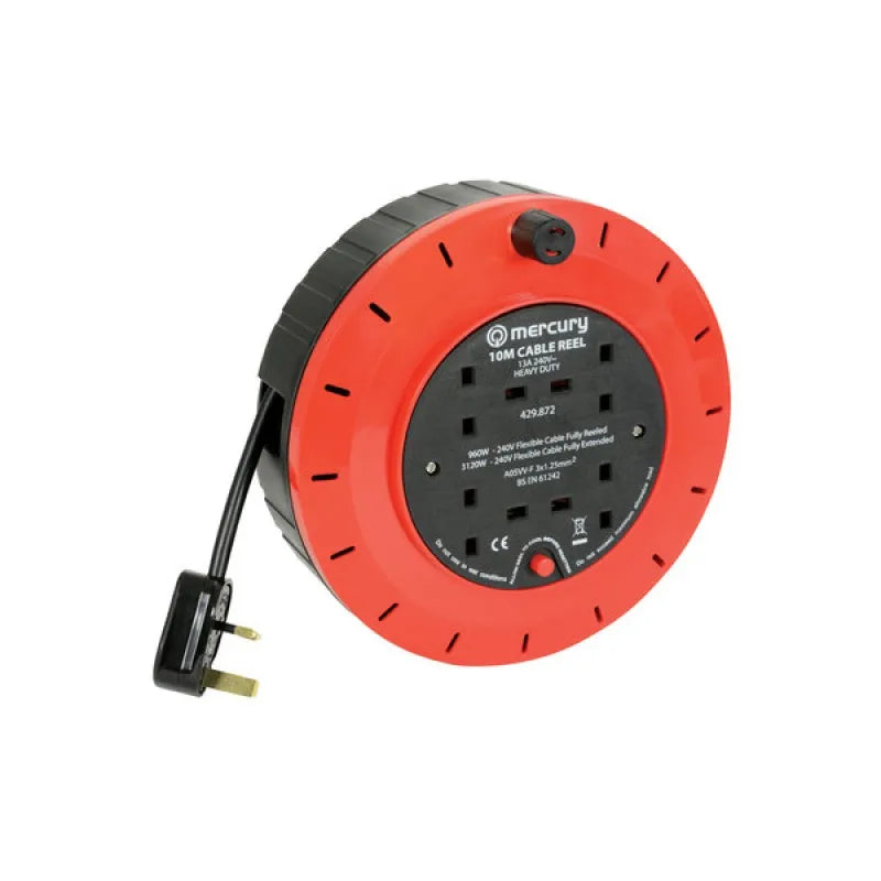 Mercury 4 Gang Extension Reel with Thermal Cut Out 5 Metres
