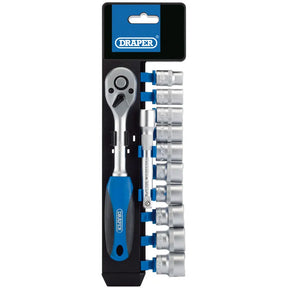 Metric Socket and Ratchet Set, 12 Piece,  3/8" SQ. DR.