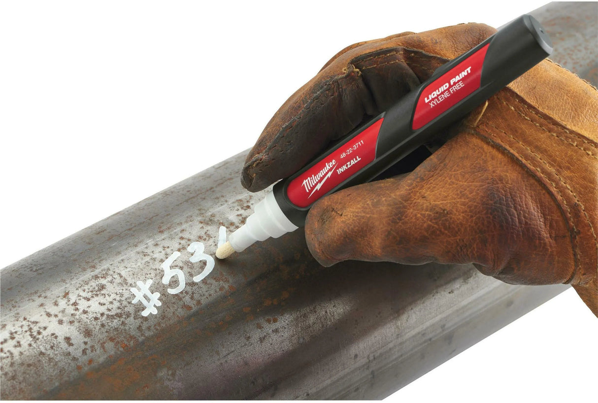 Milwaukee 48223711 INKZALL Liquid Paint Marker - White | Durable Site Marker for All Surfaces