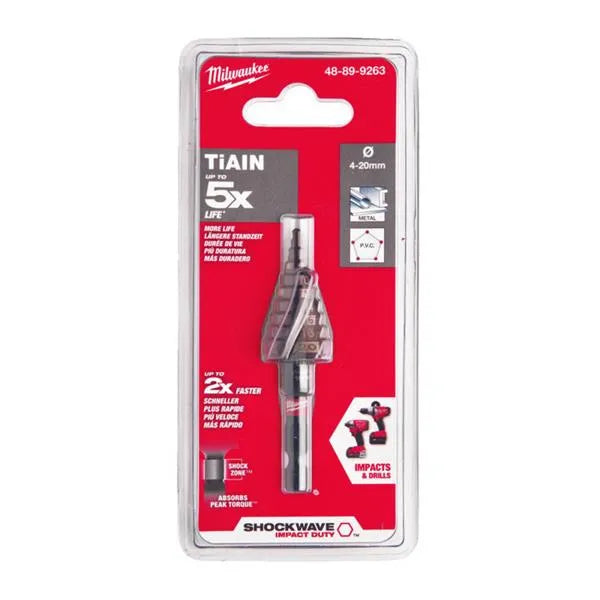 Milwaukee 48899263 Shockwave Impact Duty Step Drill 4-20mm | 1/4" Hex for Impact Drivers