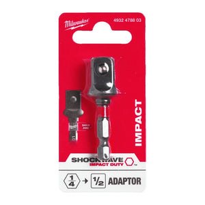 Milwaukee 4932478803 Shockwave Impact Duty Socket Adaptor - 1/4" Hex to 1/2" Square