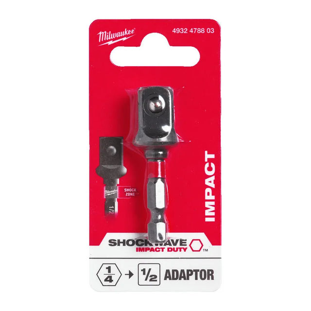 Milwaukee 4932478803 Shockwave Impact Duty Socket Adaptor - 1/4" Hex to 1/2" Square