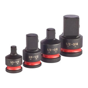 Milwaukee 4932480356 Impact Socket Square Adaptor Set (4‑Piece) - SHOCKWAVE™ Impact Duty Chrome‑Moly