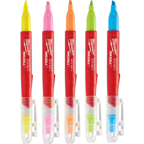 Milwaukee INKZALL Highlighter Set - Pack of 5 Jobsite Markers | 48223206