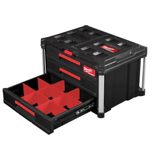 Milwaukee PACKOUT 3-Drawer Tool Box - Heavy-Duty Modular Storage System with 22 Kg Capacity