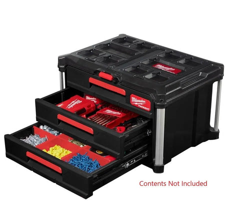 Milwaukee PACKOUT 3-Drawer Tool Box - Heavy-Duty Modular Storage System with 22 Kg Capacity