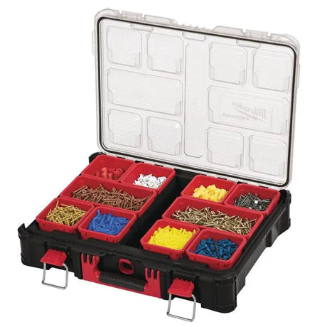 Milwaukee Packout Organizer with 10 Removable Bins, IP65 Rated - Durable Jobsite Storage