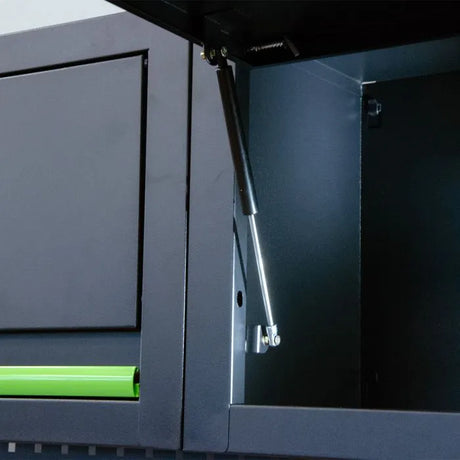 Jefferson Modular Storage System Combo with LED Lights - Lockable Units & Wooden Work Bench