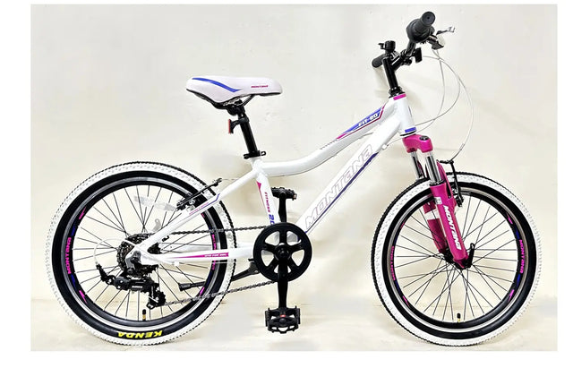 Montana Fitness 20" Girls Bike | Alloy Frame with 6-Speed Shimano Revoshift - White, Pink, Violet