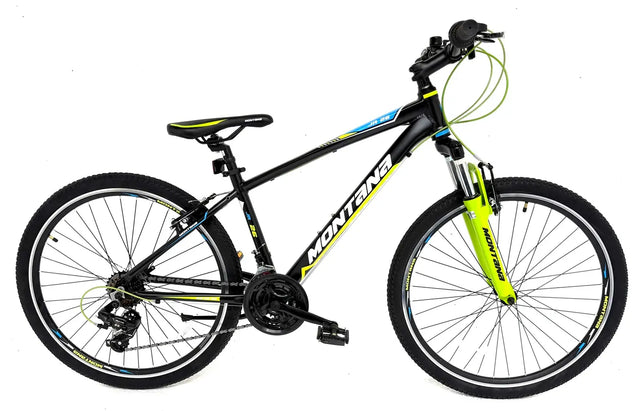 Montana Junior 26" Mountain Bike - Black/Green/Blue, 15" Alloy Frame, Shimano 21 Speed