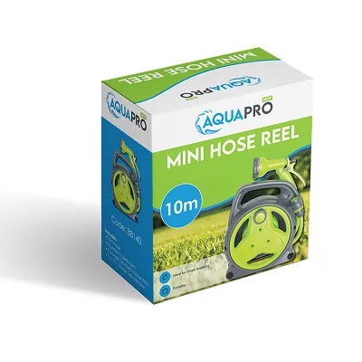 Moy AquaPro Mini Hose Reel 10m (88140) - Compact Garden Hose with Spray Gun & Tap Connector