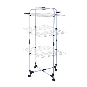 Moy Clothes Airer 3-Tier (Wheeled) - Portable, Galvanized Laundry Rack for Indoor & Outdoor Use
