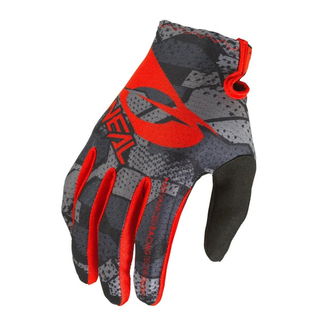 O'Neal Matrix Camo MTB Glove Black Red - Ventilated and Flexible MTB Gloves for Superior Comfort