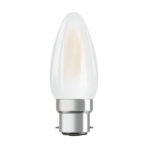 Osram LED B22D Candle Filament Frosted 4W 470lm - 827 Extra Warm White Replaces 40W