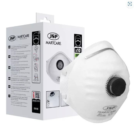 P2 (FFP2) Valved Respirator Dust Masks 10 Pack - JSP Martcare Disposable Face Masks