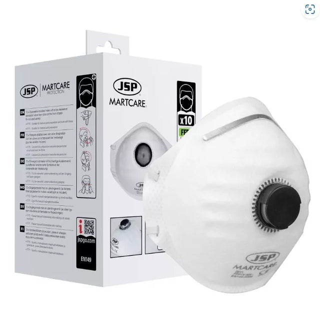 P2 (FFP2) Valved Respirator Dust Masks 10 Pack - JSP Martcare Disposable Face Masks