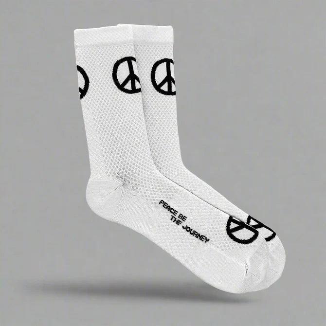 NMDK PEACE White Cycling Socks | Q-Skin Antibacterial Pro Fit Socks