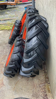 Petlas X2 8.3-20 Tyres 6 Stud + 13.6-28 8 Stud L Series Ag Tyres 70%  + Kubota Rims 