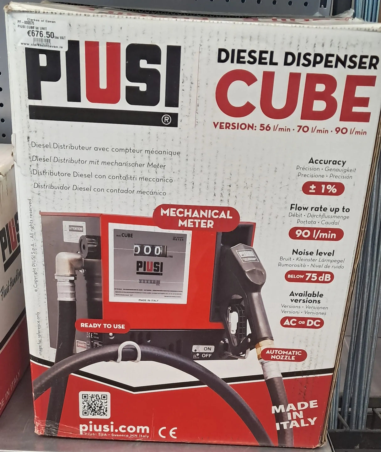 PIUSI CUBE 56 Diesel Fuel Dispenser | 56 L/min Mechanical Pump