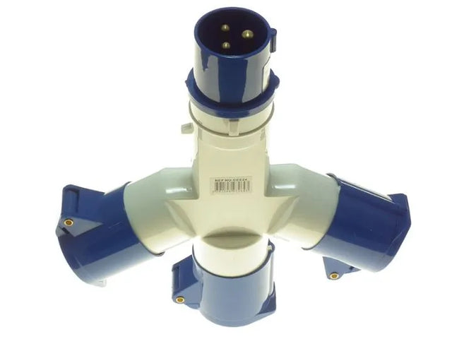 PowerMaster 16 Amp 220 V 2 Pin+Earth Blue 3‑Way Splitter (CEE24)