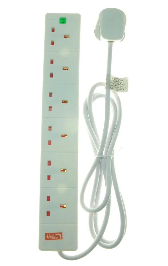 PowerMaster 6 Gang 2 m Surge‑Protected Extension Lead (Ref 2068)