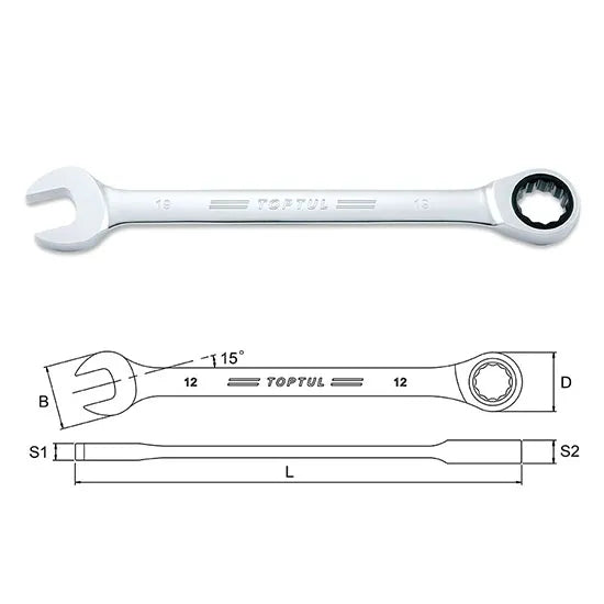 Toptul 22mm Pro-Series Ratchet Combination Wrench