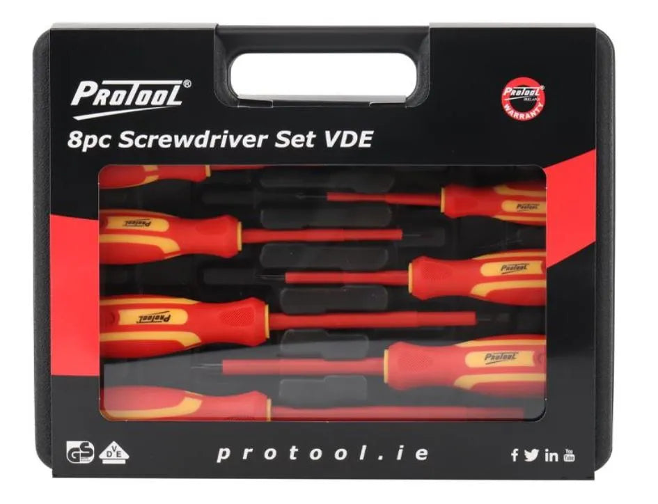 Protool 8pc VDE Screwdriver Set PT380SD08VDE - Insulated Electricians Drivers