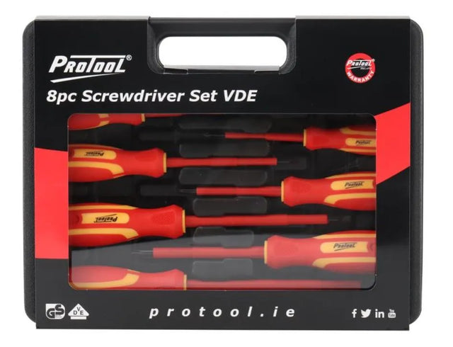 Protool 8pc VDE Screwdriver Set PT380SD08VDE - Insulated Electricians Drivers
