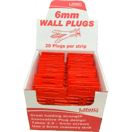 ProTool 6mm Red Wall Plug - 20 per strip