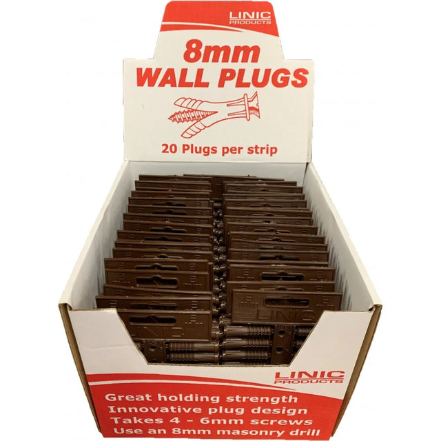 ProTool 8mm Brown Wall Plugs - 20 per strip