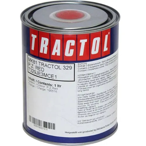 Tractol High Gloss PZ RED Paint for Agricultural & Construction Equipment - 1 Litre