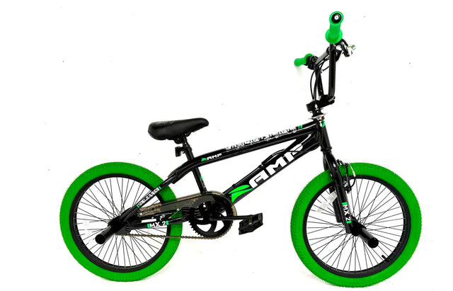 Ramp Unleaded MX2 BMX Black/Green - 20″ Hi‑Tensile Freestyle Bike
