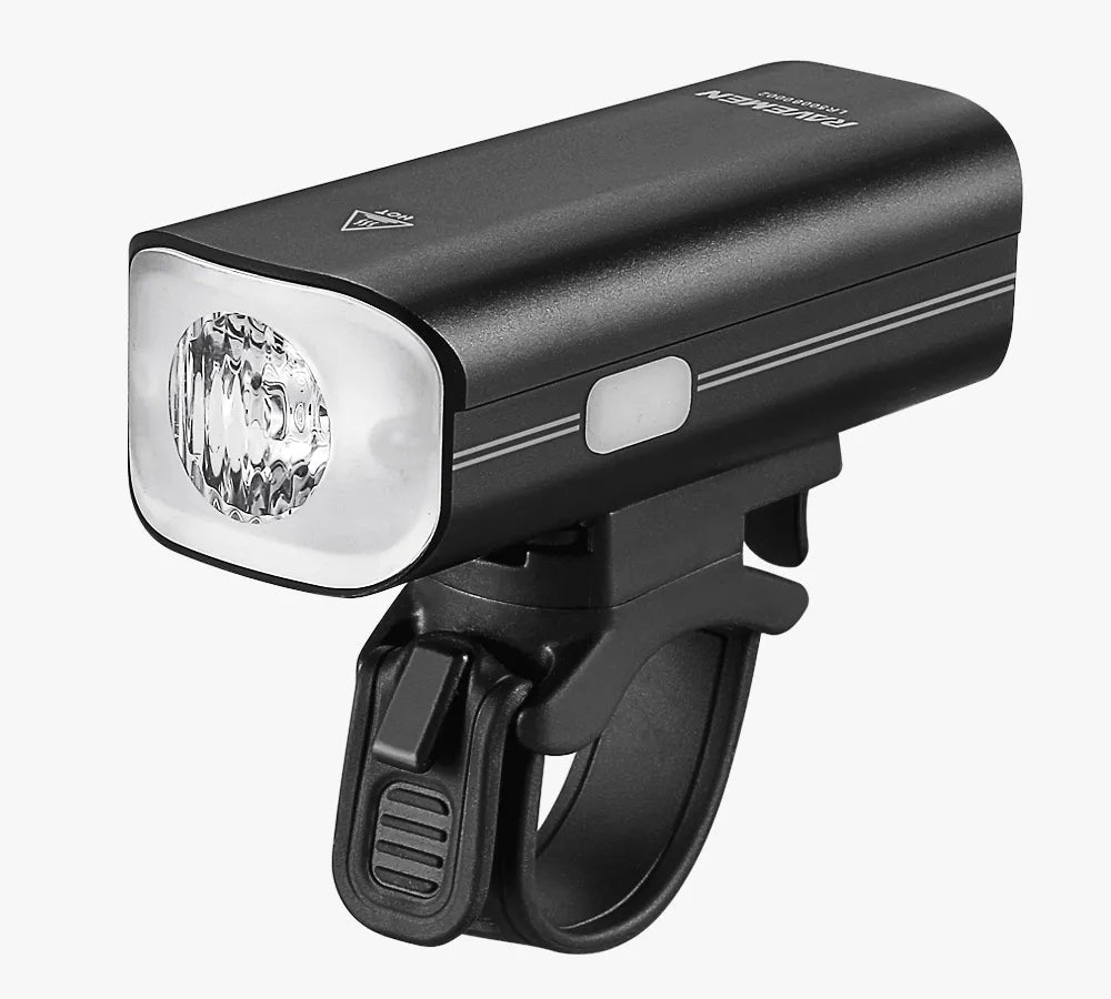 RAVEMEN LR800P Front Bike Light - Curved Lens, Battery Runtime Extension, Multiple Brightness Modes