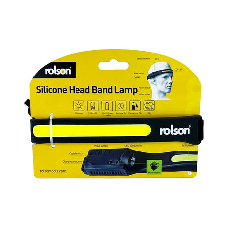 Rolson Rechargeable Silicone Headlamp - COB LED, Motion Sensor, USB-C Charging