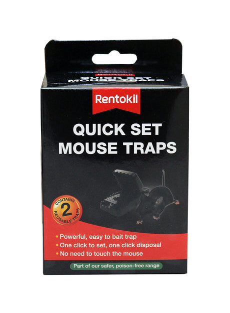 Rentokil 2 Pce Quick Set Mouse Traps - Fast, Effective, and Reusable Mouse Control