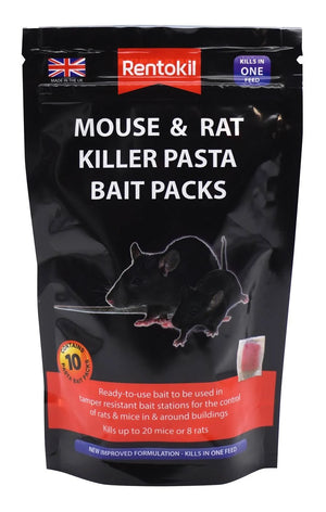 Rentokil Mouse & Rat Killer Pasta Bait 10 Sachets - Fast-Acting Rodent Control Solution
