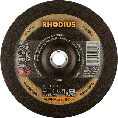 Rhodius Cutting Disc Thin XT70 9" Diameter 230 mm Bore 22.23 mm for Angle Grinders