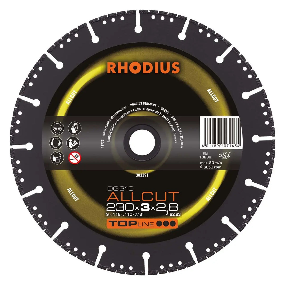 Rhodius DG210 ALLCUT Diamond Cutting Disc 230mm x 3.0mm x 2.8m